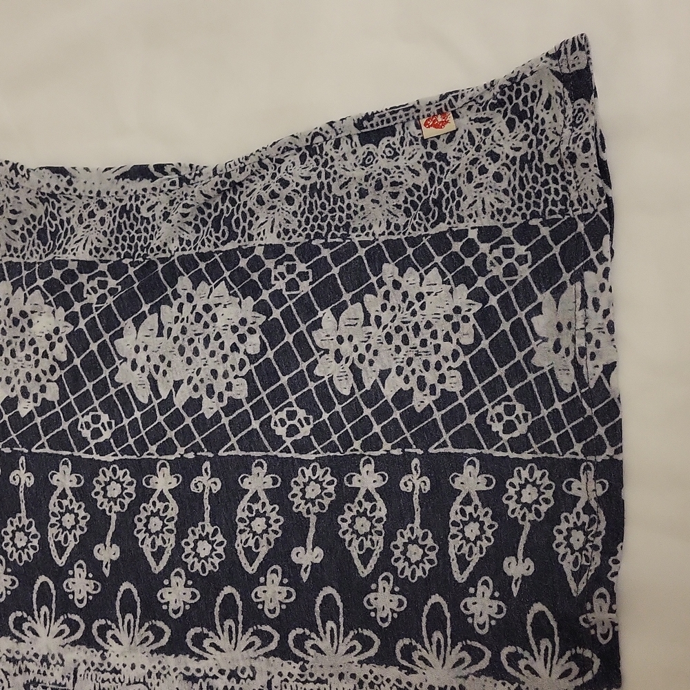 Curious Gypsy Short Sleeve T-Shirt Sheer Boho Hippie Grey White Women'sM - Picture 8 of 13